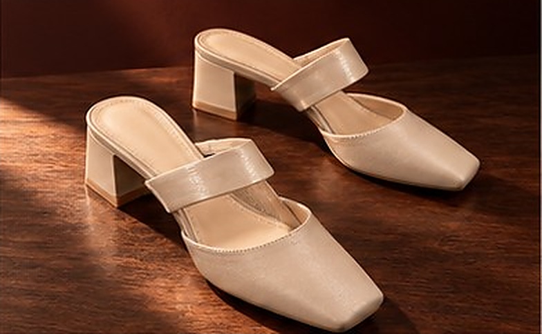 CRYSTELLE Women's Slides - Comfortable dual-strap block-heel mules and slides