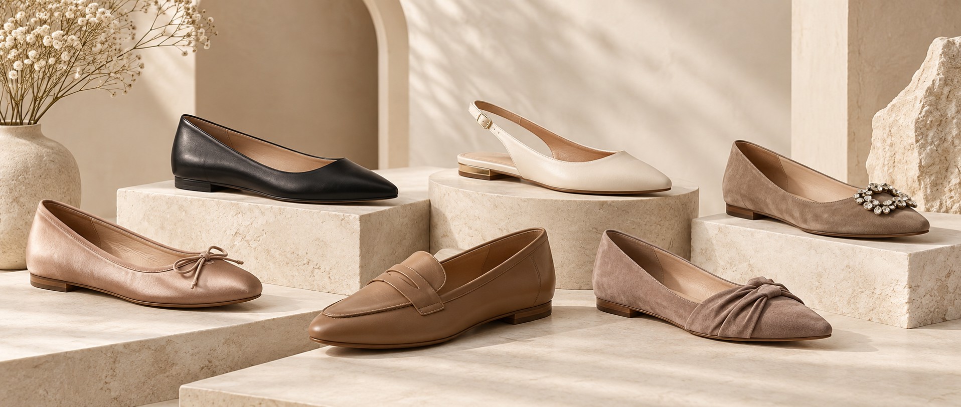 CRYSTELLE women's flats collection with ballet flats, pointed flats and elegant everyday styles