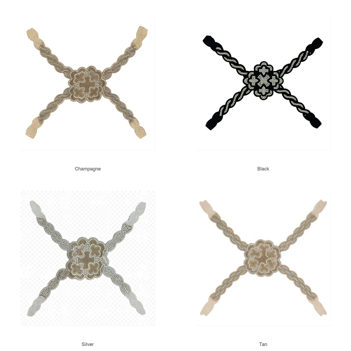 Rhinestone Flower Cross Elastic Shoe Upper – 4 Colors