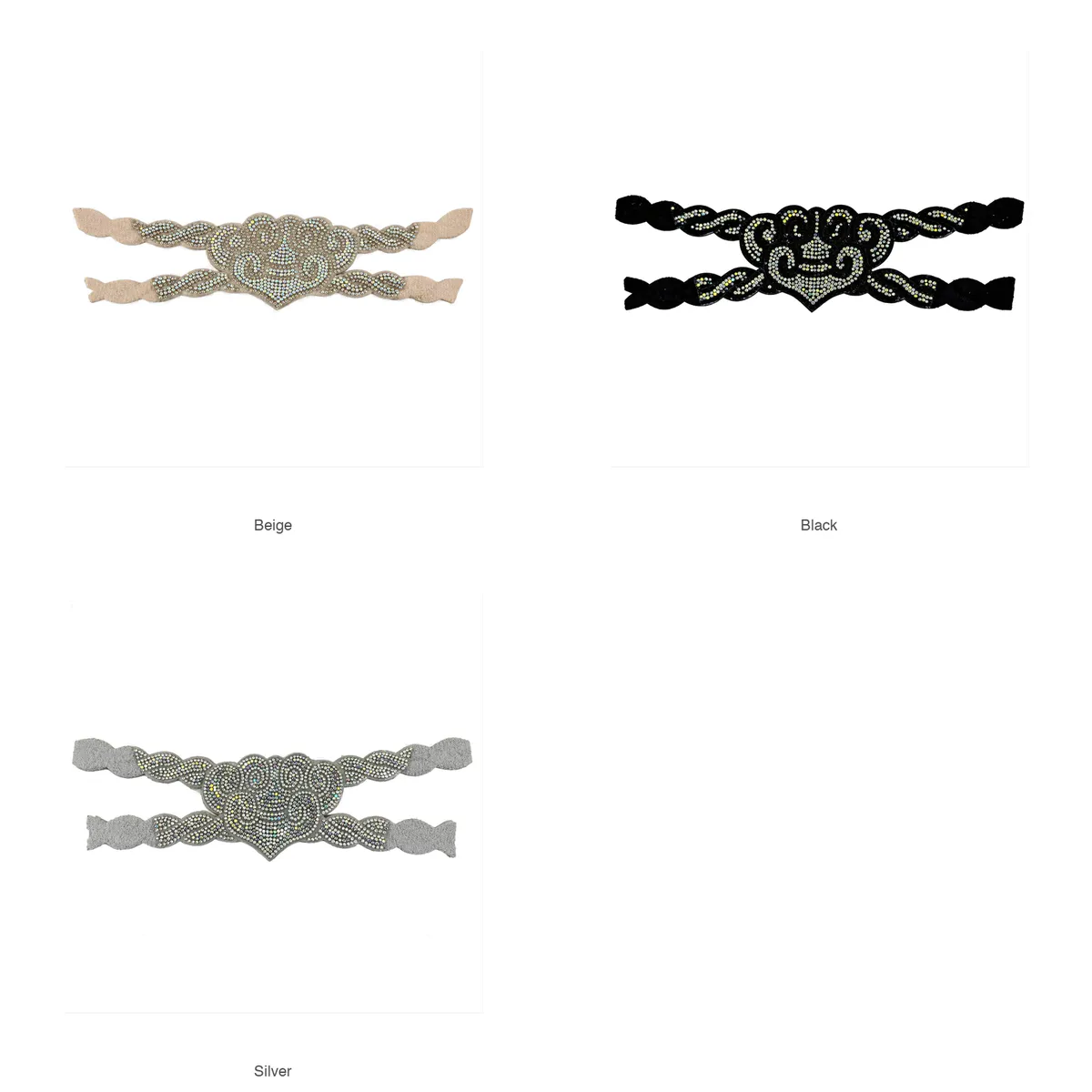 Rhinestone Heart Elastic Shoe Upper – 3 Colors