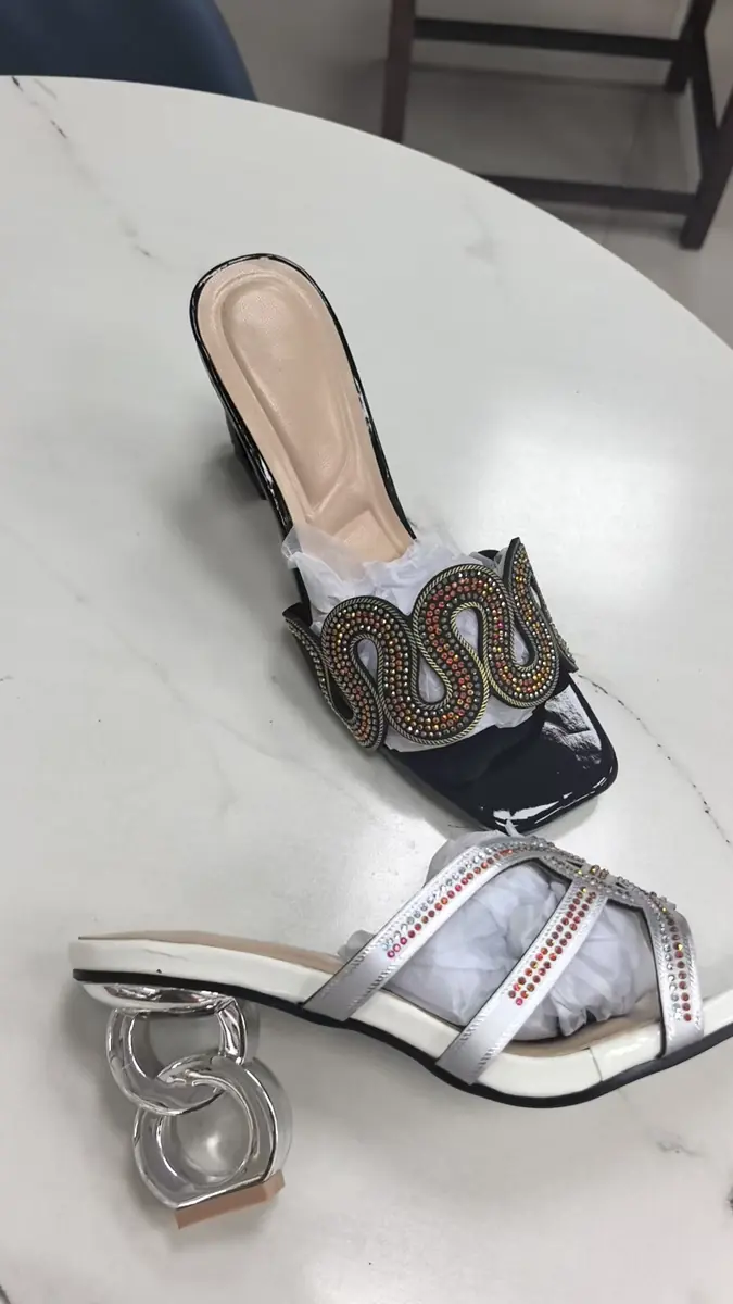 Rhinestone heel sandal for African market buyers