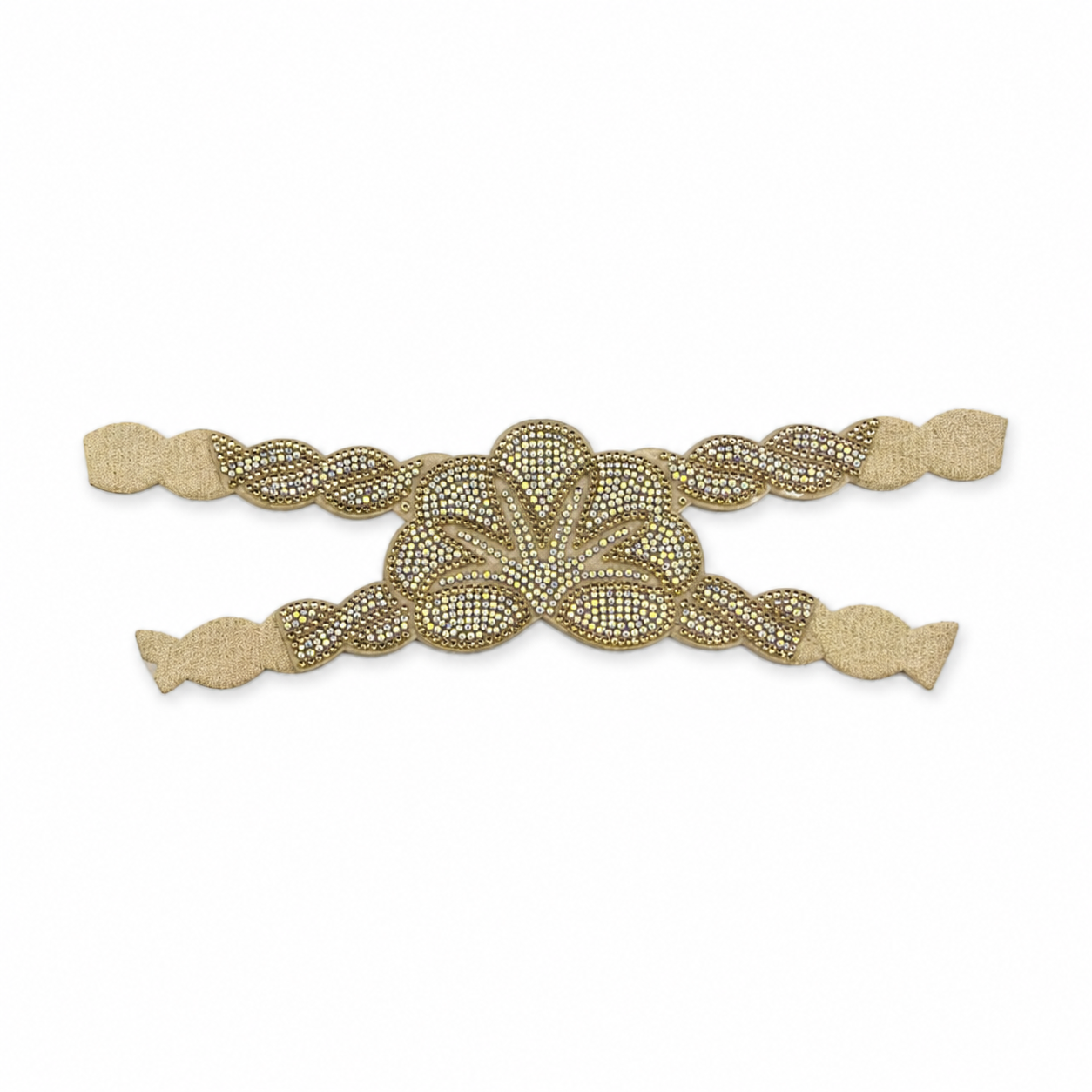 Tan rhinestone flower band shoe upper – 3 colors