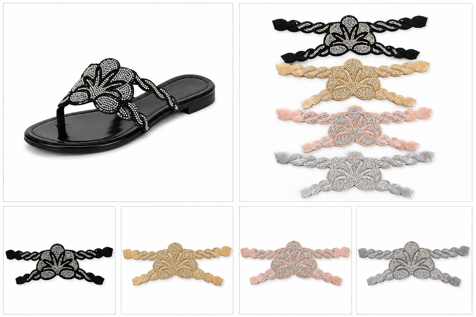 Rhinestone sandal shoe upper catalog with color options