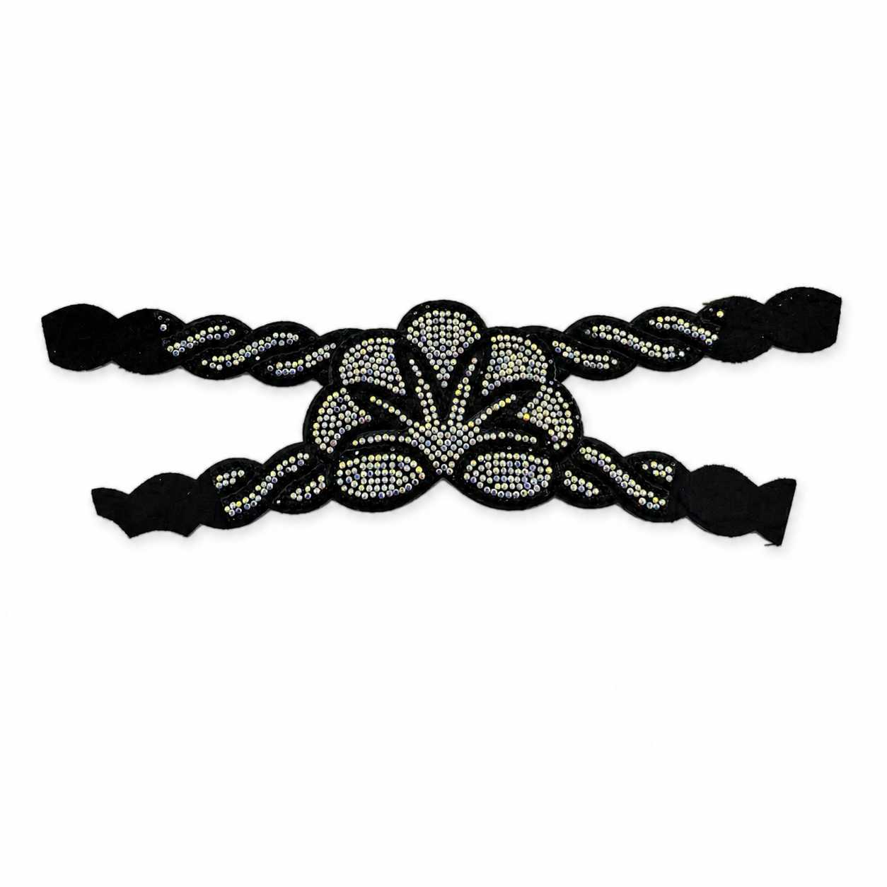 Black rhinestone sandal shoe upper