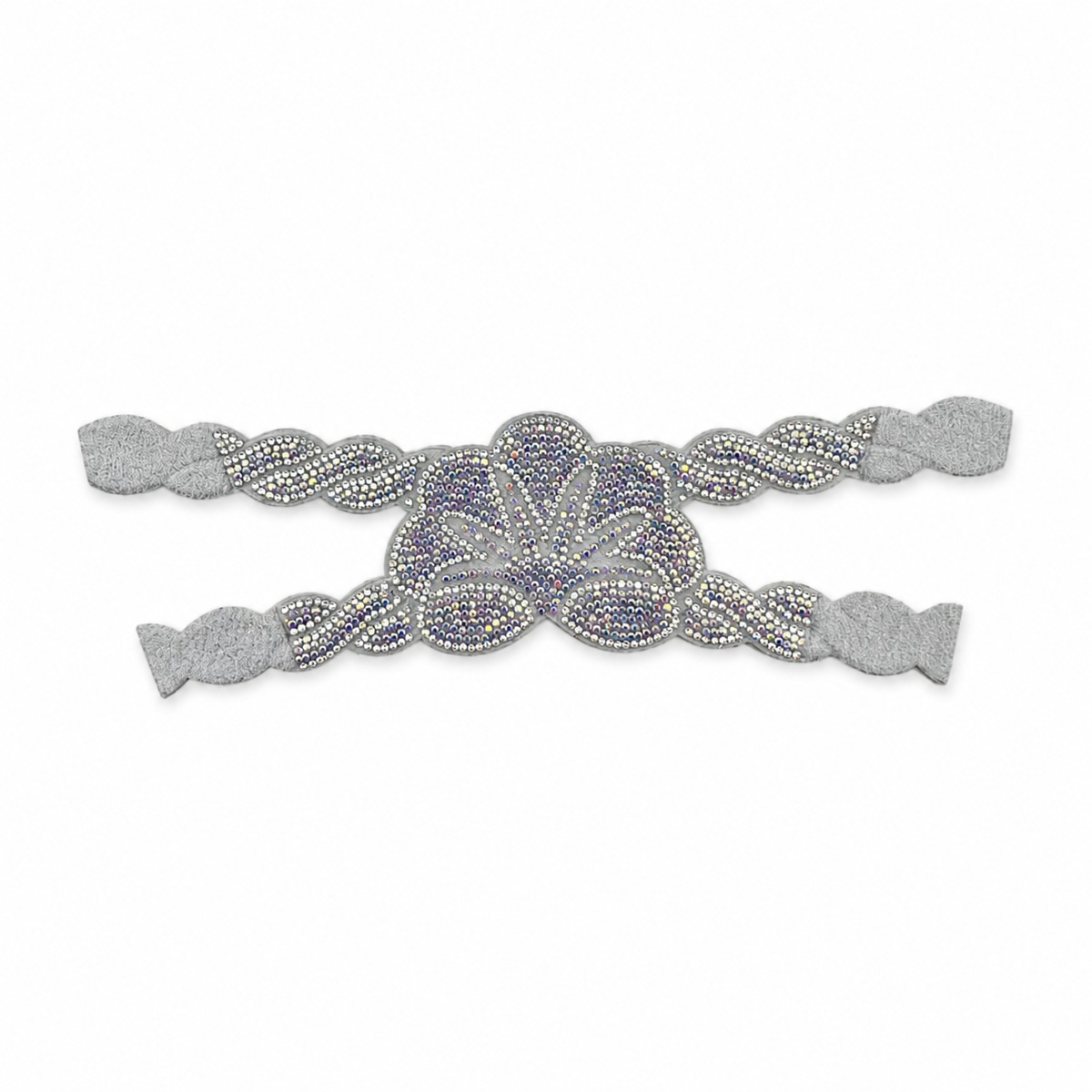 Silver rhinestone sandal shoe upper with sparkling crystal design