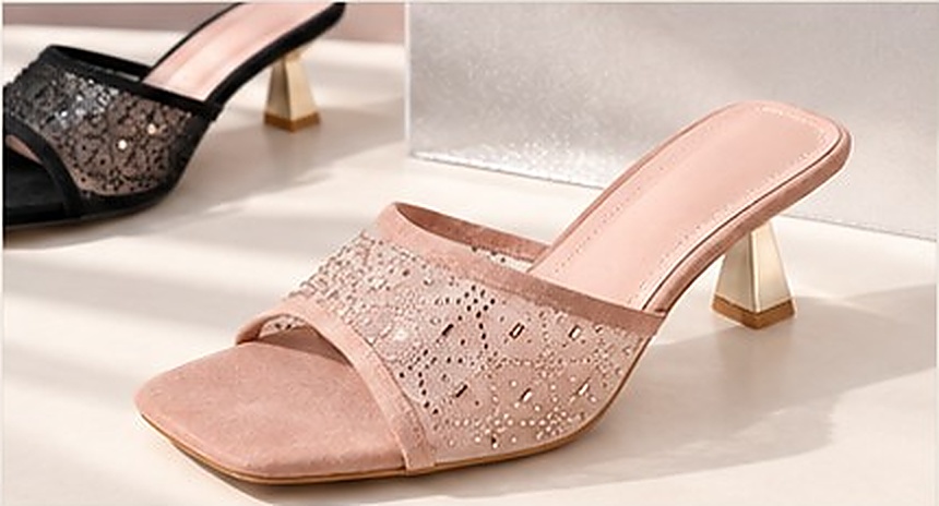 CRYSTELLE Women's Heels - Statement rhinestone embellished kitten heels